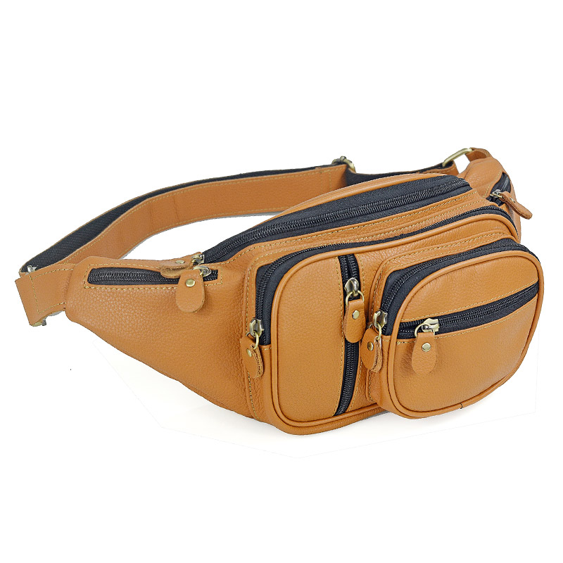 Travel Accessories For Men - Men Genuine Leather Waist Packs Male