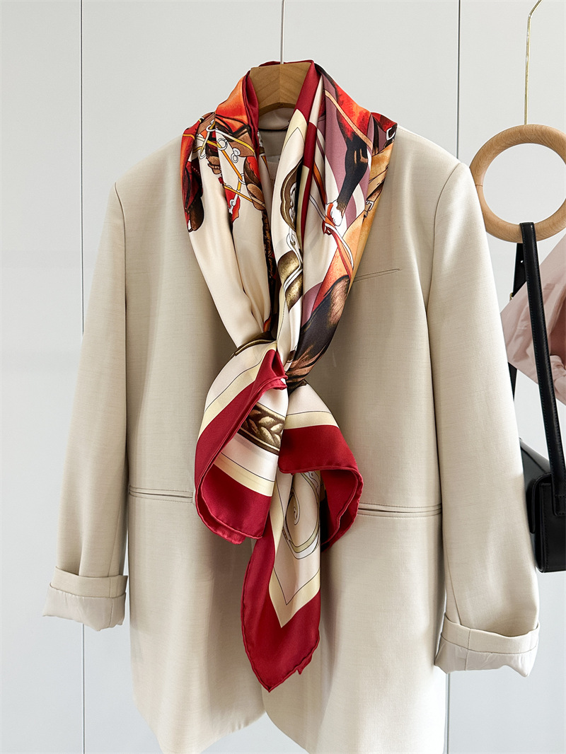 Travel Accessories For Women - Horse Silk Scarf Luxury Designers Hand-rolled