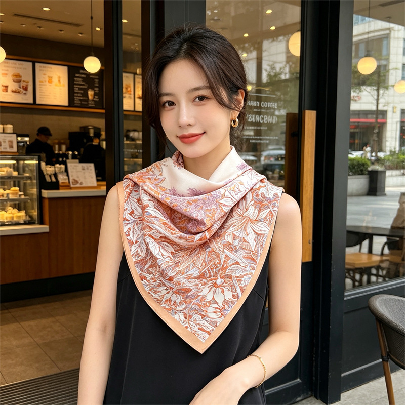 Travel Accessories To Gift - Soft Silk Scarf Women Square Bandanas