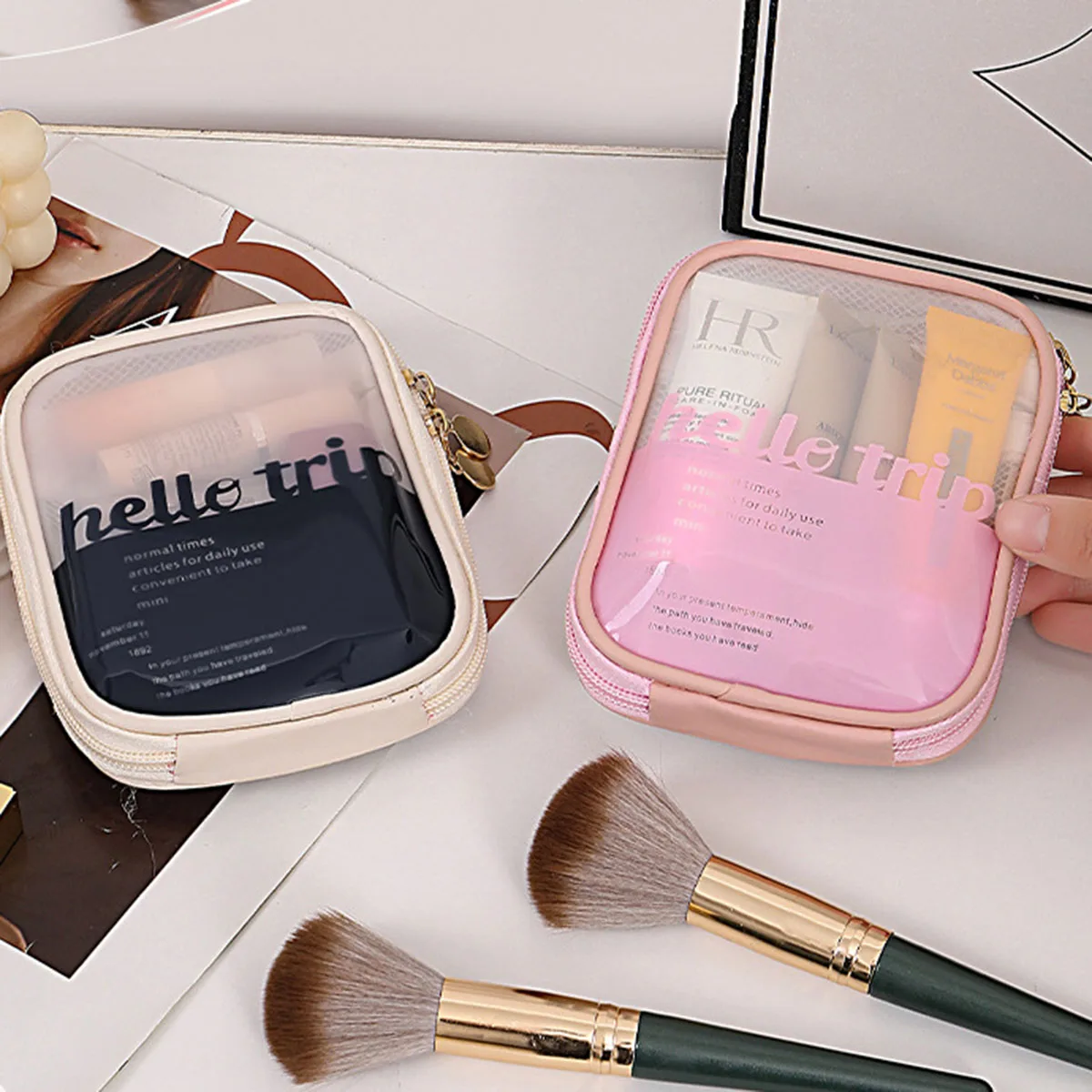 Travel Accessories Organizer Bag - Transparent Portable Cosmetic Pouch Lipstick Organizer