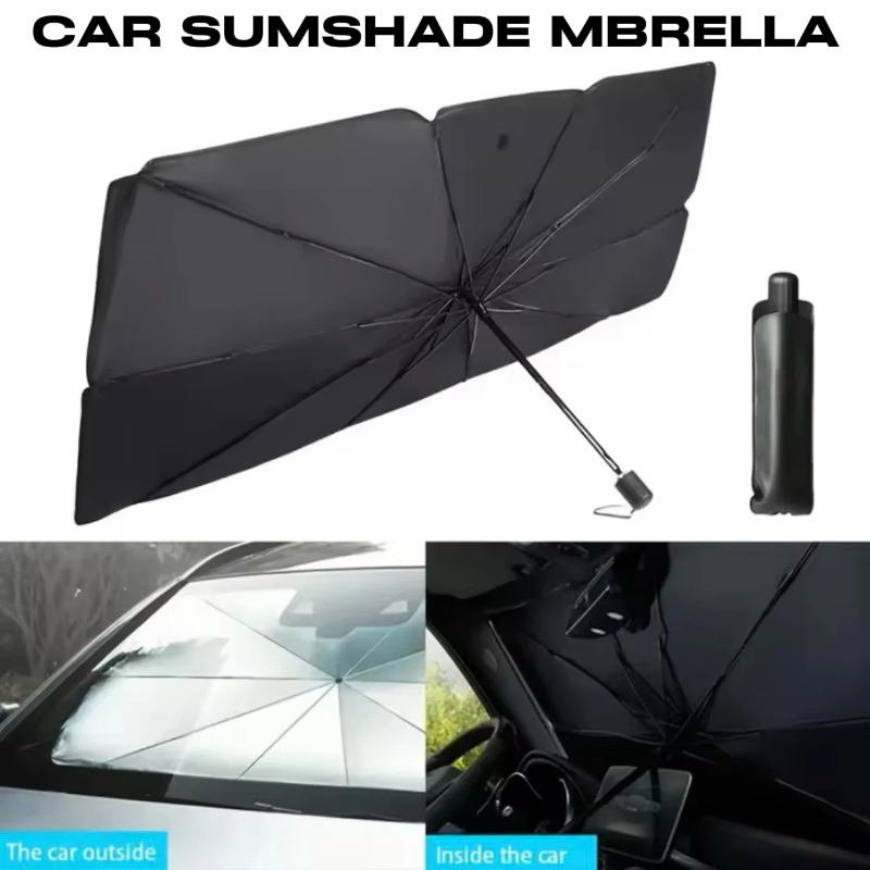 Travel Accessories For Car - Foldable Car Windshield Sunshade Umbrella, Silver
