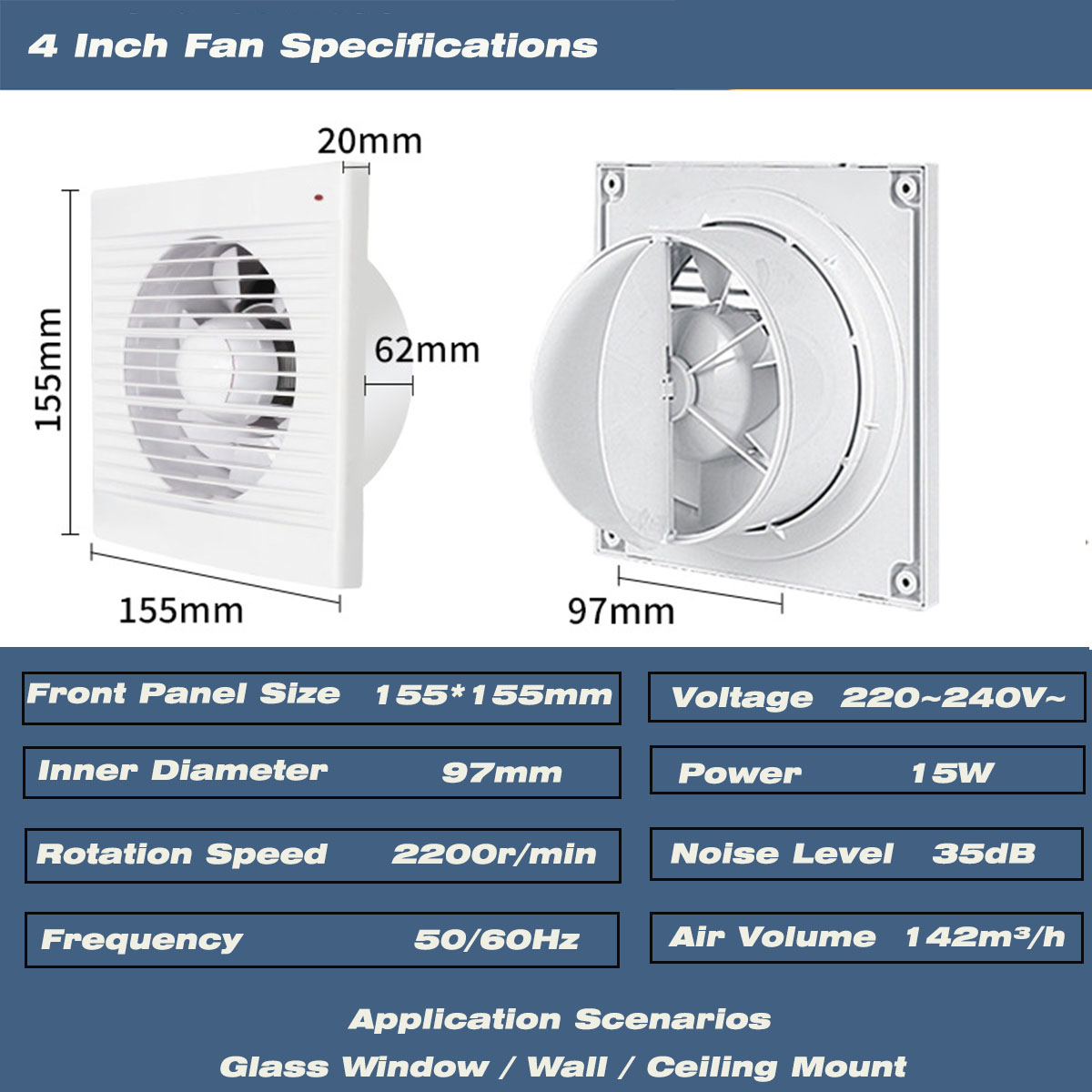 4 Inch Silent Window Mount Exh - Travel Accessories Uk recension och pris
