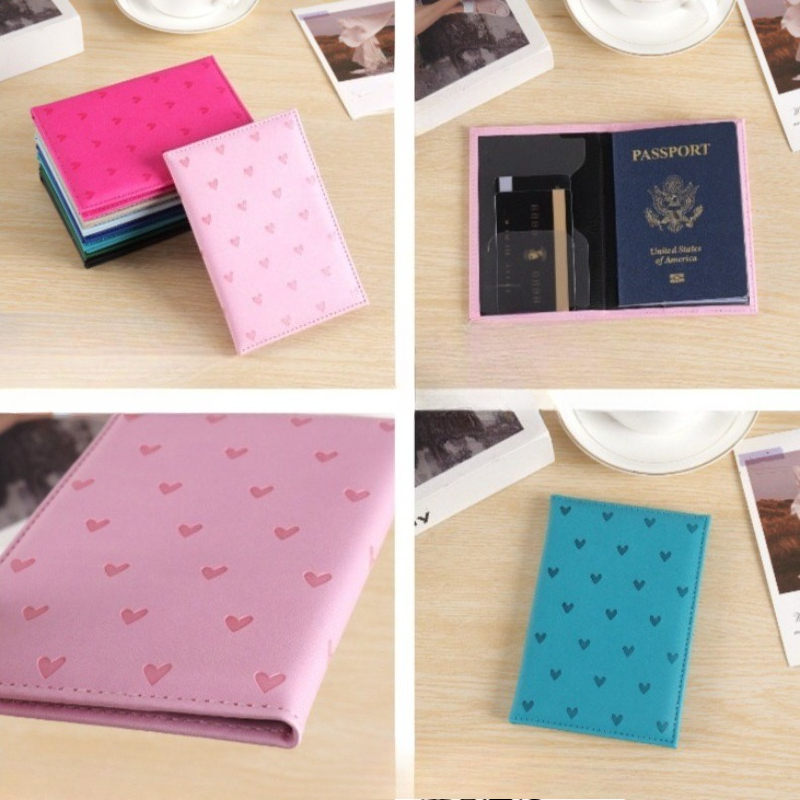 Cute Heart Print Passport Cove - Travel Accessories For Plane recension och pris