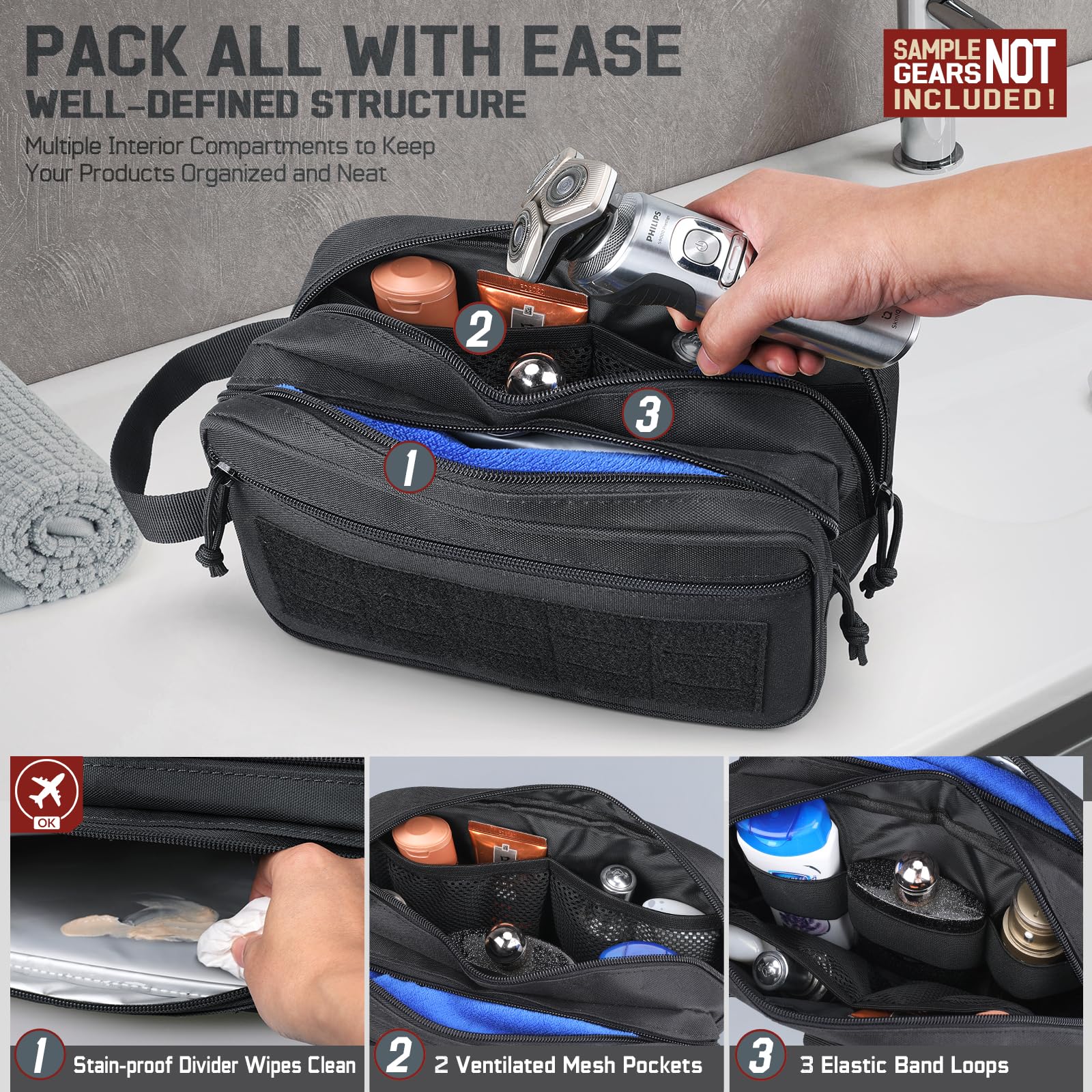 Tactical Toiletry Bag for Men, - Travel Accessories Kit Bag recension och pris